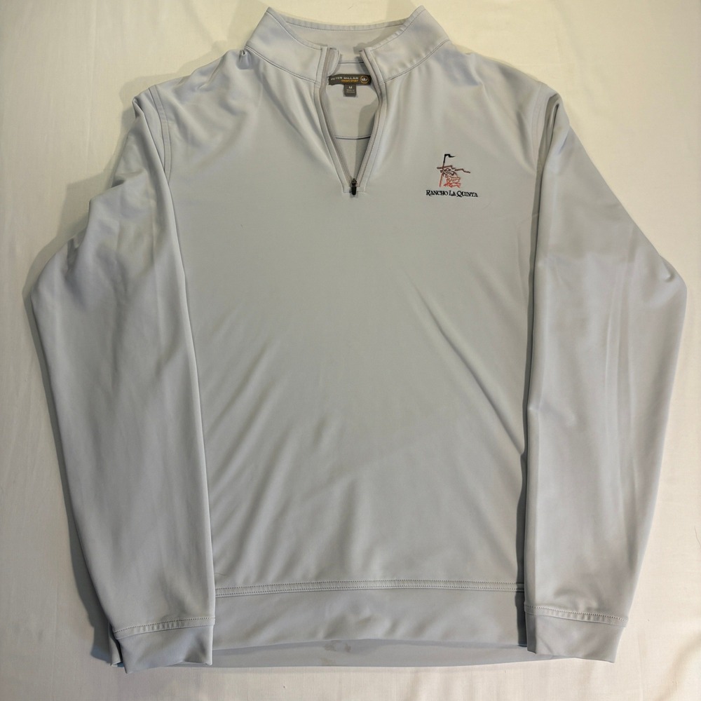 Peter Millar Crown Sport Mens M Rancho La Quinta 1/4 Zip Pullover Light Blue